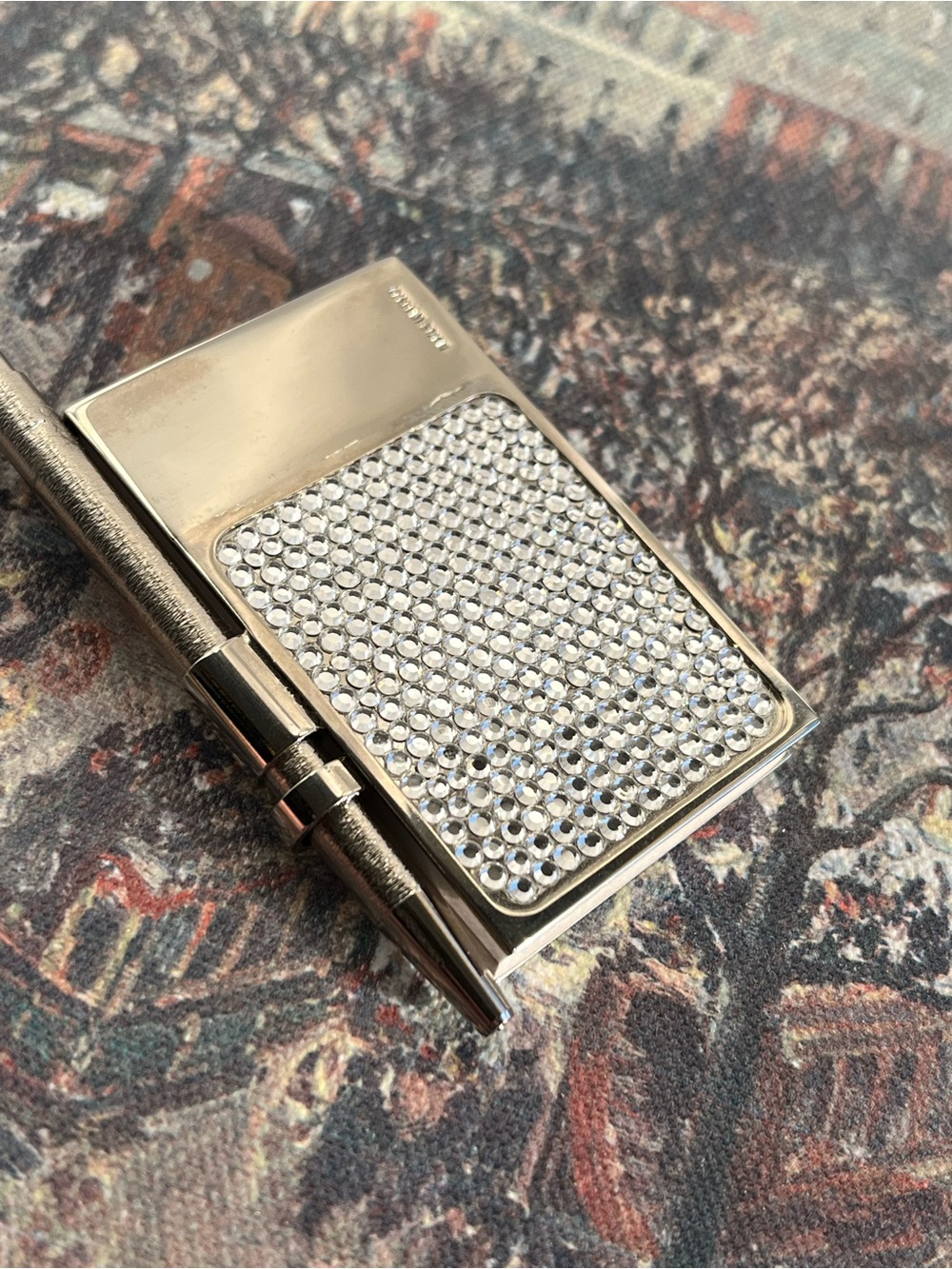 Judith Leiber Vintage Silver Crystal Notebook with Pen, Like NEW